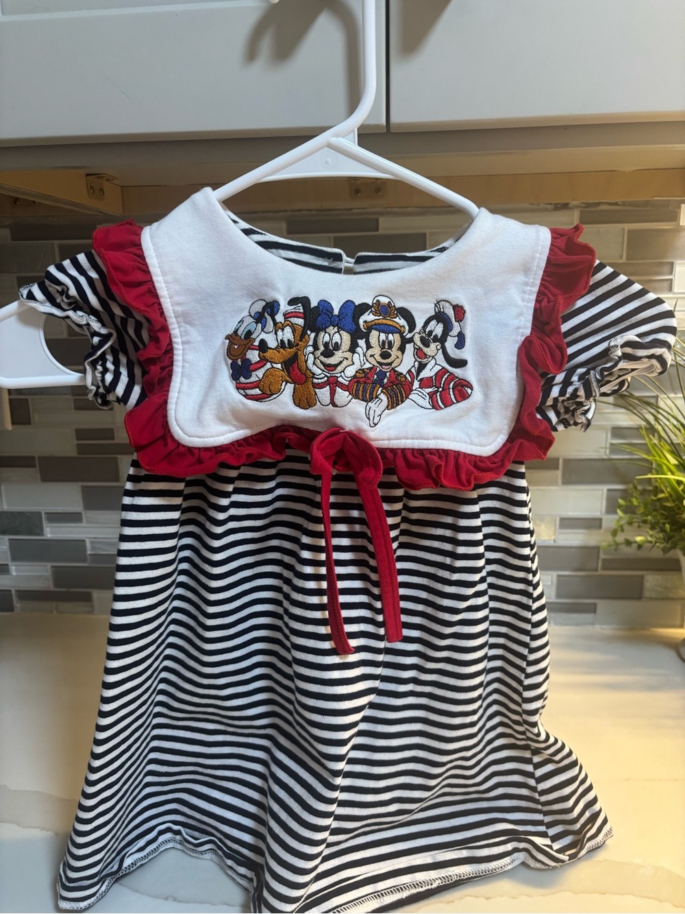 Boutique Navy & White Striped Sailor Disney Dress